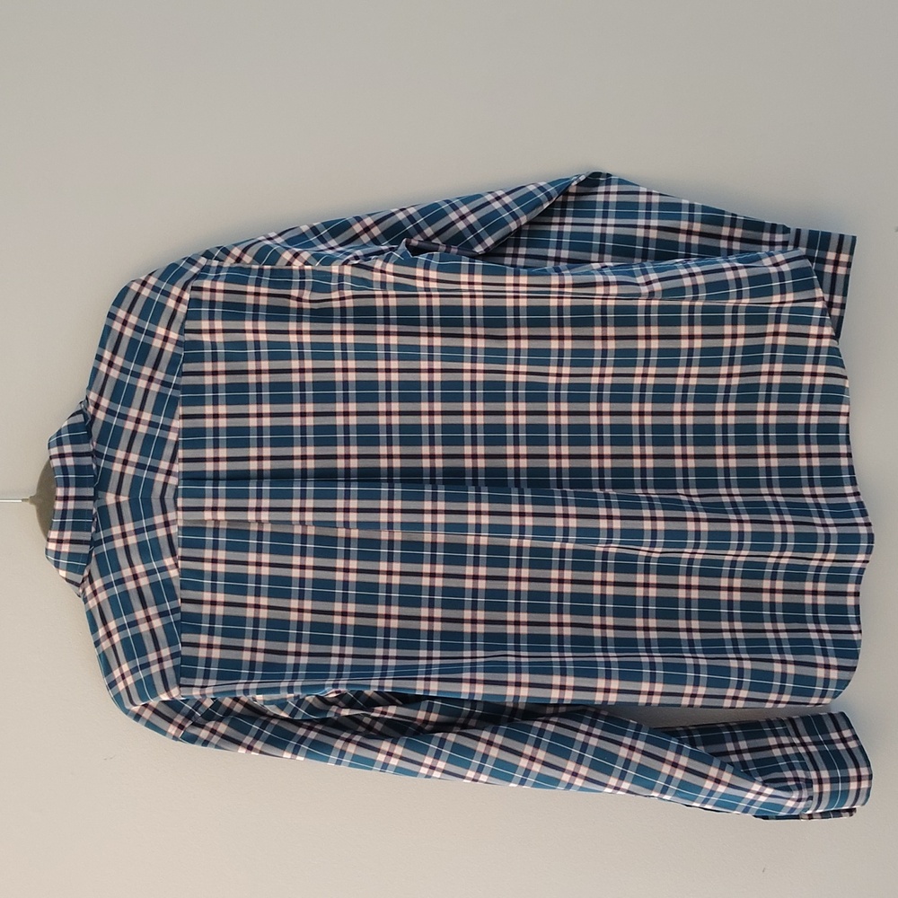 Land's End Shirt Size L Plaid Button Down Long Sleeve Cotton Office Casual Green - Picture 2 of 13
